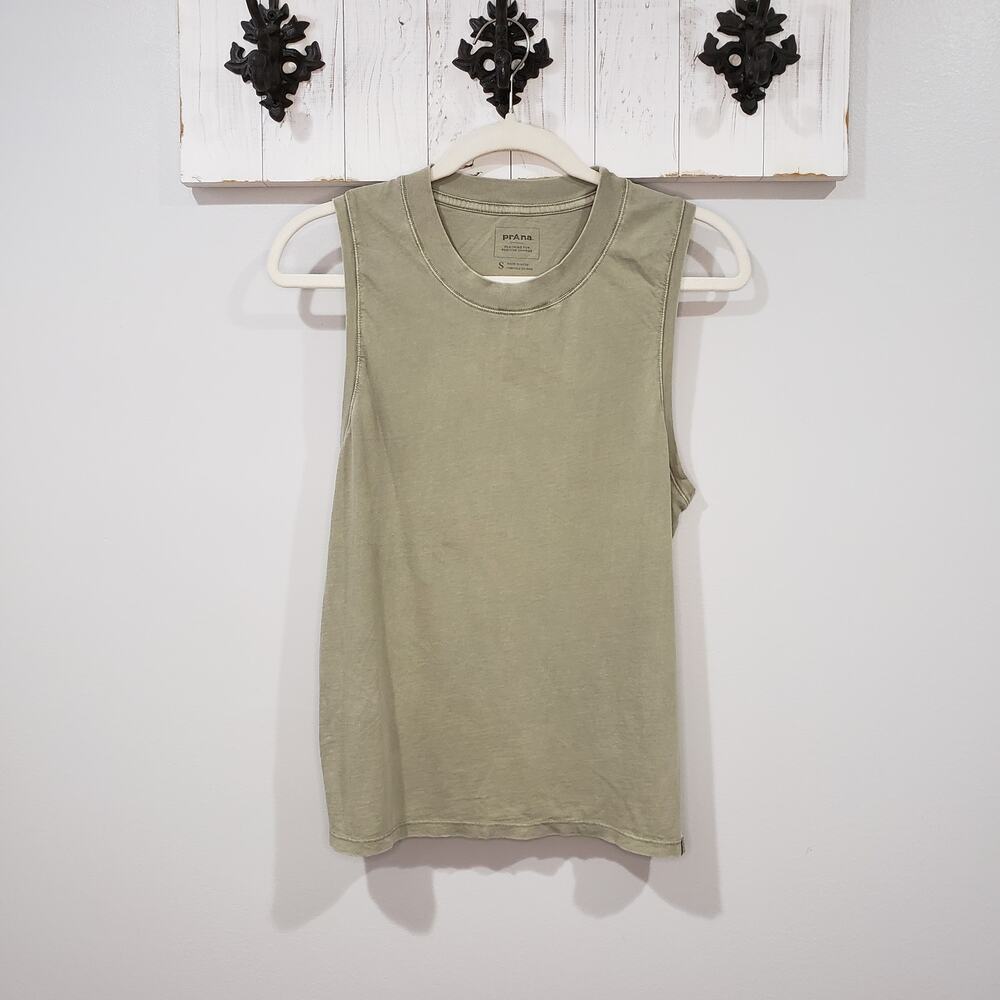 prAna Organic Cotton Tank Top Sage Green Sleeveless Casual Size Small